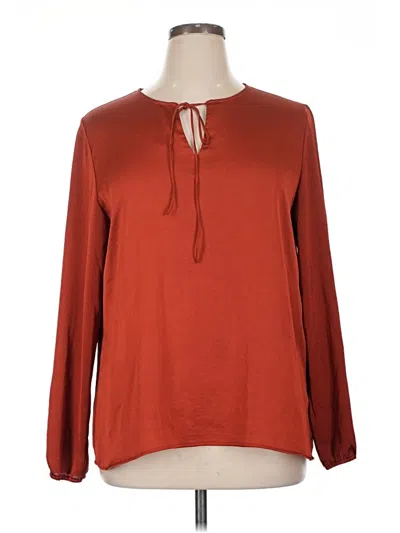 Pre-owned Kasper Long Sleeve Blouse In Red