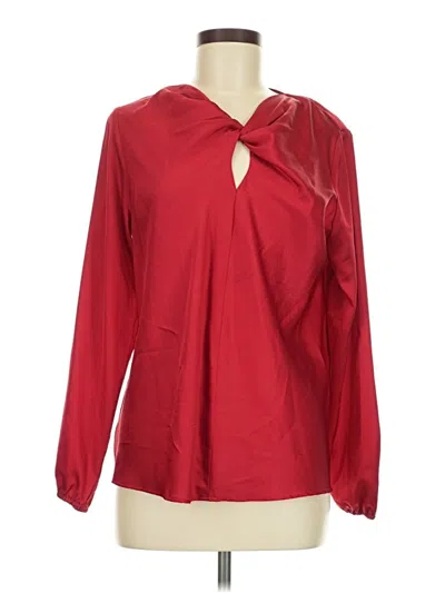 Pre-owned Kasper Long Sleeve Blouse In Red