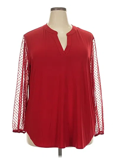 Pre-owned Kasper Long Sleeve Blouse In Red