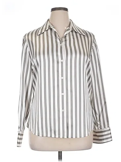 Pre-owned Kasper Long Sleeve Blouse In Silver