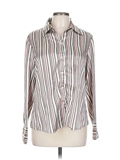 Pre-owned Kasper Long Sleeve Blouse In White