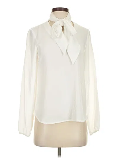 Pre-owned Kasper Long Sleeve Blouse In White