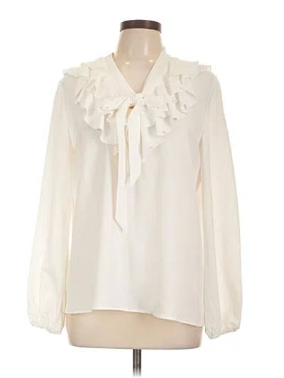 Pre-owned Kasper Long Sleeve Blouse In White