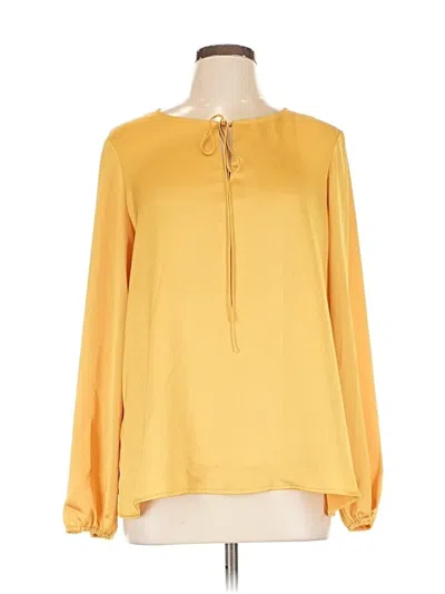Pre-owned Kasper Long Sleeve Blouse In Yellow