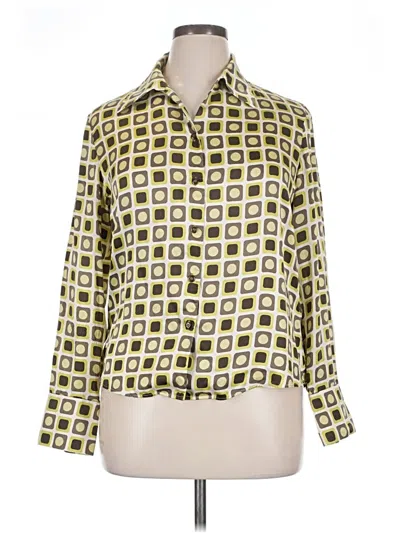 Pre-owned Kasper Long Sleeve Blouse In Yellow