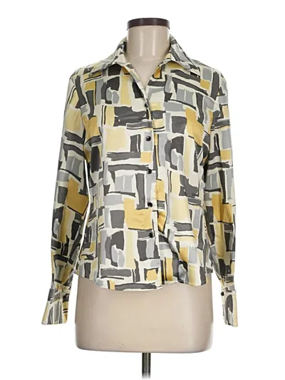 Pre-owned Kasper Long Sleeve Blouse In Yellow