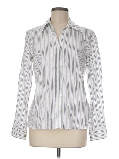 Pre-owned Kasper Long Sleeve Button Down Shirt In White