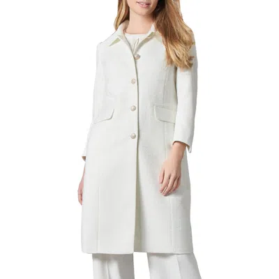 Kasper Longline Tweed Coat In Lily White Multi