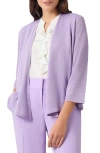 Kasper Metallic Open Front A-line Cardigan In Lavender Mist