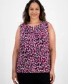 Kasper N Plus Size Chiclet-print Sleeveless Top