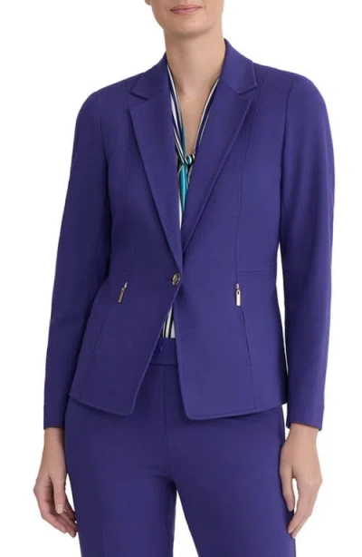Kasper Notch Lapel Zip Pocket Blazer In Blue