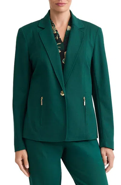 Kasper Notch Lapel Zip Pocket Blazer In Green