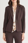 Kasper Plus Size Notched Collar One-button Blazer In Brown