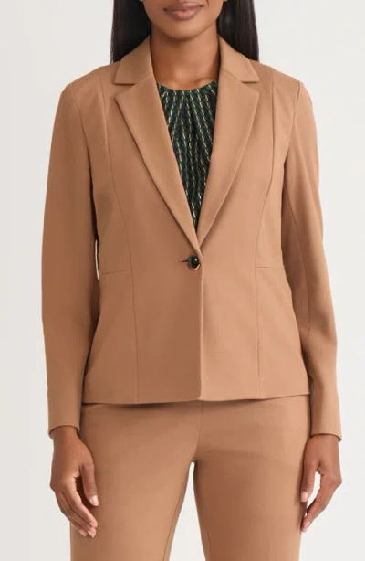 Kasper Notch Waist Seam Jacket In Brown