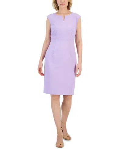 Kasper Notched-neck Sheath Dress In Lavender Mist