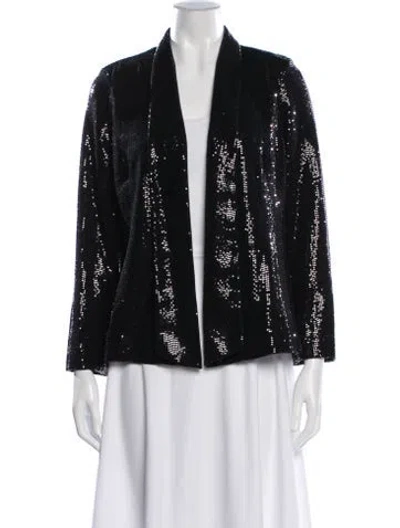 Pre-owned Kasper Nylon Printed Evening Jacket In Black