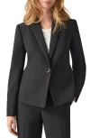Kasper Petites Womens Zipper Cuff Collared One-button Blazer In Black