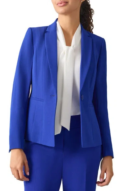 Kasper Rolled Cuff Three Quarter Sleeve Blazer In Royal Signature