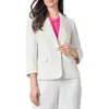 Kasper One Button Linen Blend Blazer In Lily White