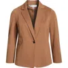 Kasper One-button Seamed Waist Blazer In Brown