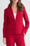 Kasper One-button Seamed Waist Blazer In Red
