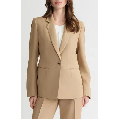 Kasper One-button Linen Blend Peplum Blazer