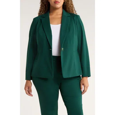 Kasper One-button Seamed Waist Blazer In Evergreen