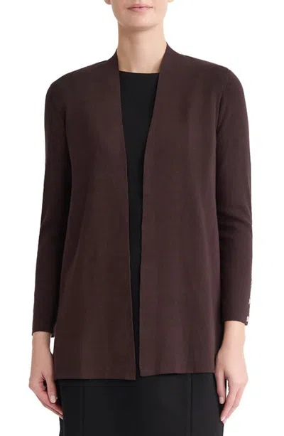 Kasper Open Front Cardigan In Brown
