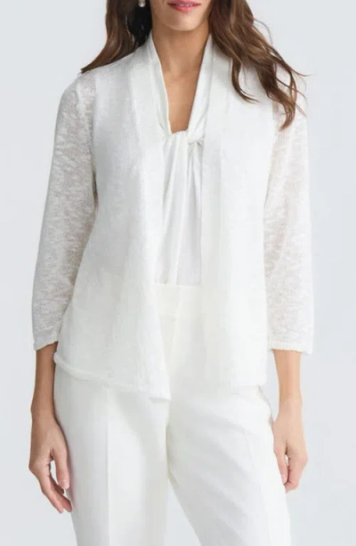 Kasper Open Front Slub Cardigan In White
