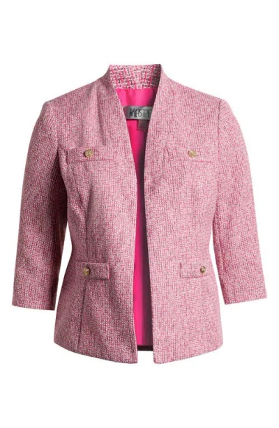 Kasper Open Front Tweed Jacket In Pink Perfection Multi