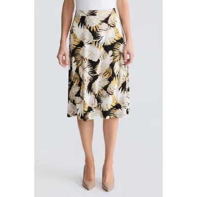 Kasper Palm Print Knit Midi Skirt In White
