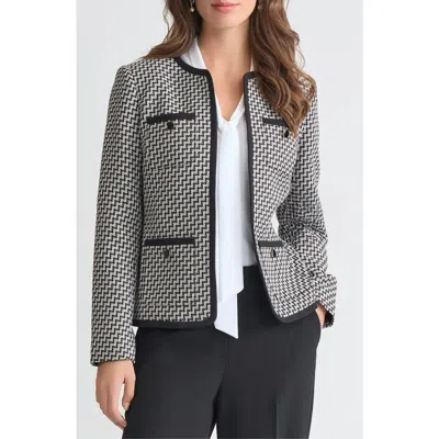 Kasper Patch Pocket Tweed Blazer In Multi