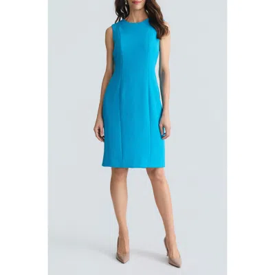 Kasper Pebble Crepe Seamed Sheath Dress In Blue