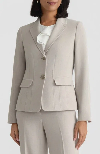 Kasper Pebble Crepe Two-button Blazer In Gray