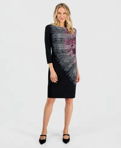 Kasper Petite Boat Neck Sheath Dress In Black