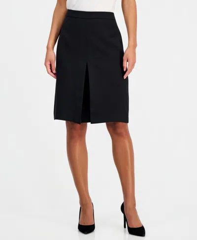 Kasper Petite Box Pleated Front A-line Skirt In Black