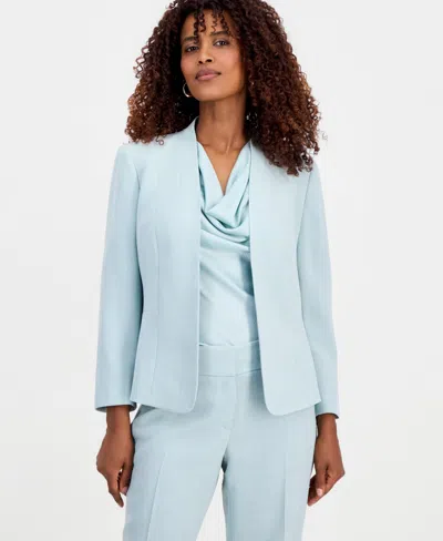 Kasper Petite Collarless Open-front Blazer In Sea Glass