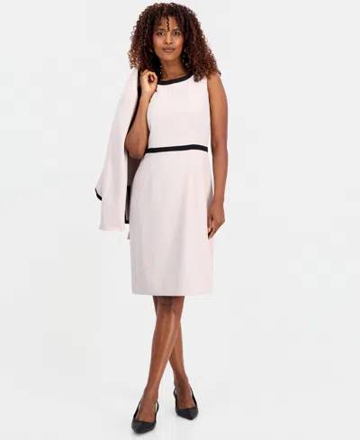 Kasper Petite Colorblocked Sheath Dress In Parchment,black