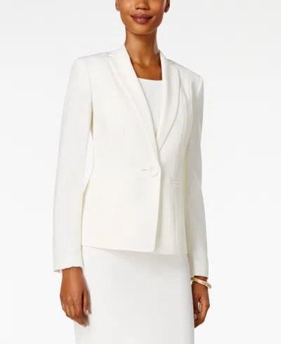 Kasper Petite Crepe One-button Jacket In Vanilla