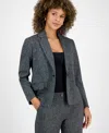 Kasper Petite Herringbone One-button Jacket In Gray