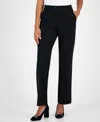 Kasper Women's Petite High Rise Pull-on Compression Pants In Black