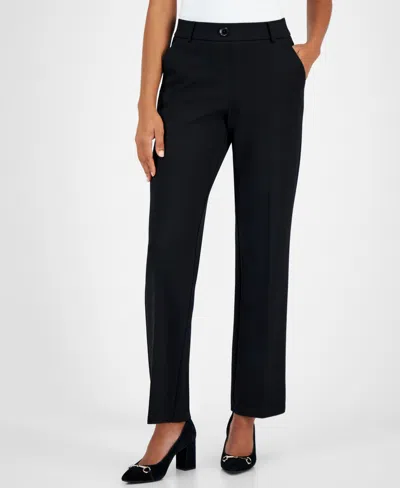 Kasper Women's Petite High Rise Pull-on Compression Pants In Black