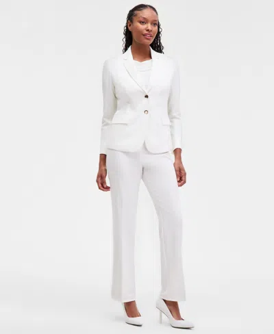 Kasper Petite Julia Stretch Crepe Two-button Blazer In White