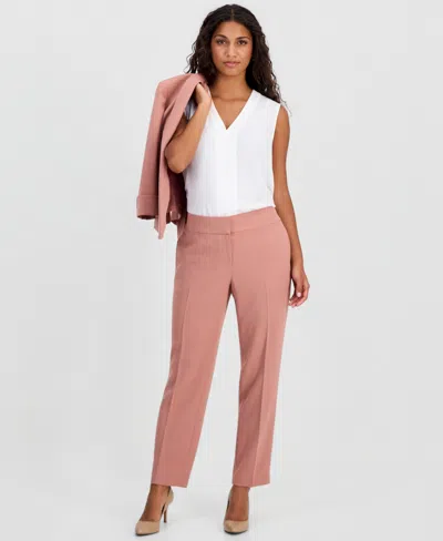 Kasper Petite Mid Rise Straight-leg Pants In Pink