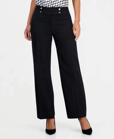 Kasper Petite Mid-rise Wide Pants In Black