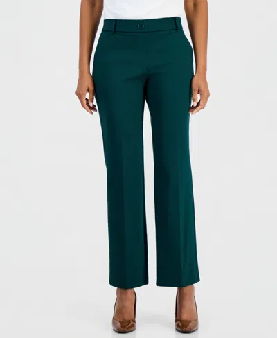 Kasper Petite Modern Compression Slim-leg Pants In Evergreen