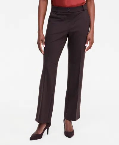 Kasper Petite Modern Compression Slim-leg Pants In Rich Chocolate
