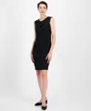 Kasper Petite Stretch-crepe Sleeveless Sheath Dress In Black