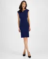 Kasper Petite Notch-neck Sheath Dress In Blue