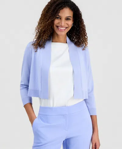 Kasper Petite Open Front Cropped Shrug In Blue